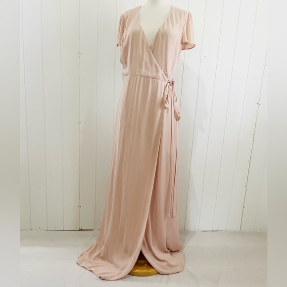 Show me your MUMU True  Wrap Maci Dress women size Large Salmon - Picture 1 of 15